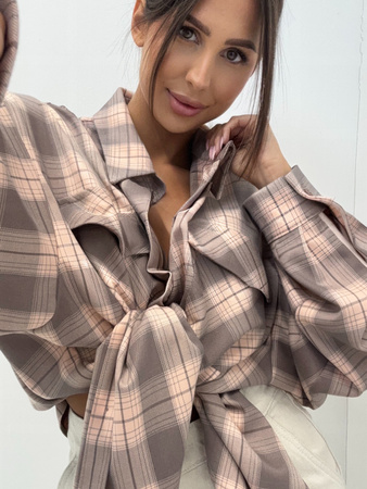 Koszula w kratę - Łosoś