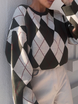 Sweter w romby - Khaki