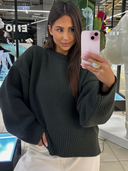 Sweter z wełny merynosa - Khaki