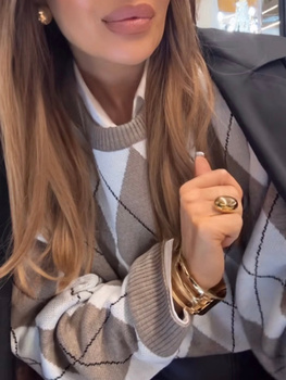 Sweter w romby - Beż