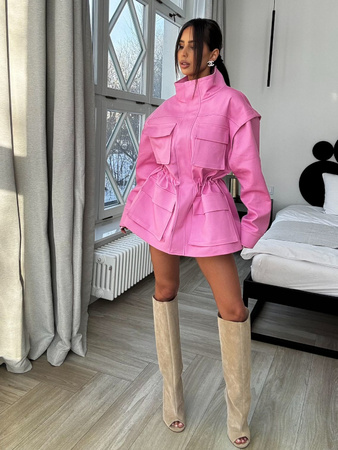 Kurtka-Kamizelka jeansowa 2w1 - Róż