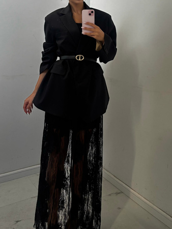 Długa spódnica z koronki - Czarna