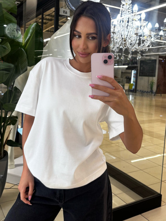 T-shirt damski basic - Śmietanka