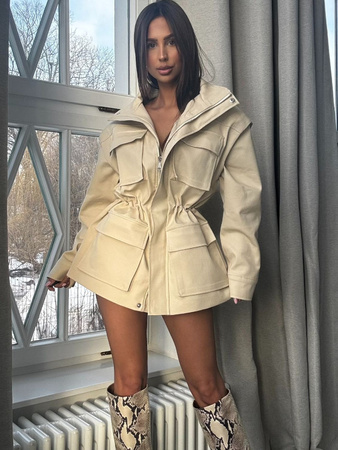 Kurtka-Kamizelka jeansowa 2w1 - Beż