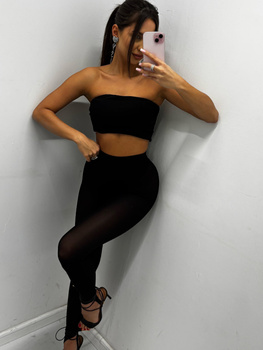 Legginsy z siatki z zapiętką i wbudowanymi majtkami