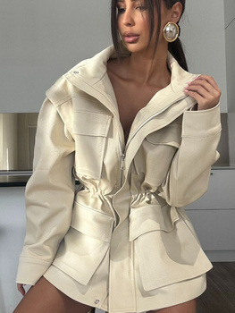 Kurtka-Kamizelka jeansowa 2w1  - Beż