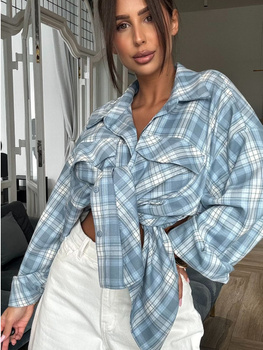 Koszula w kratę  - Błękitny