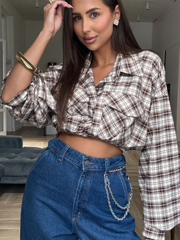 Koszula w kratę  - Brąz