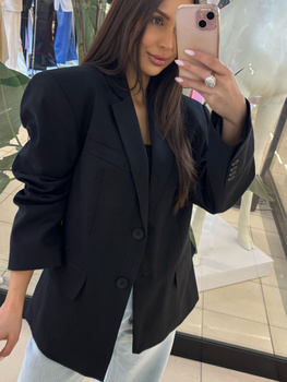 Marynarka z Dodatkiem Lnu - Czarny