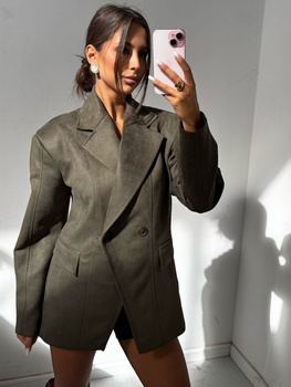 Marynarka taliowana zamszowa - Khaki
