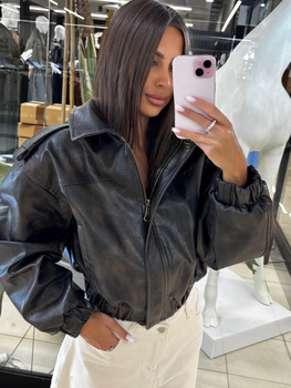 Kurtka z ekoskóry Vintage Mat - czarno-brązowa