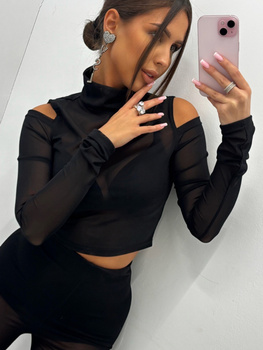 Golf z siatki z wycięciami na ramionach