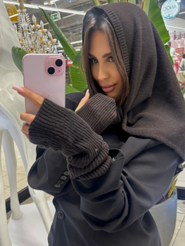 Wełniane rękawiczki- Czekolada